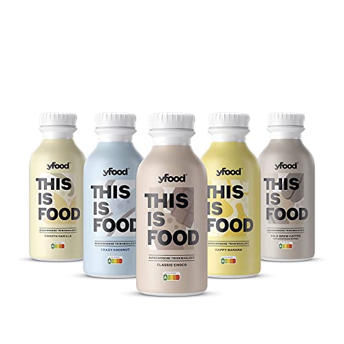 yfood Tasterpack, tasty meal replacement, THIS IS FOOD drink, 34g of protein, 26 vitamins and minerals, 5 flavor Tasterpack (5 x 500ml)