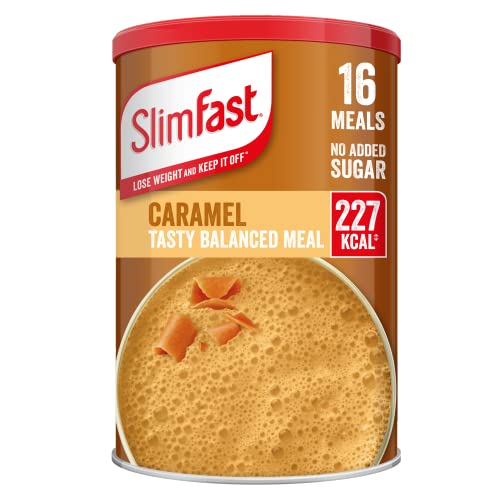 SlimFast Balanced Meal Shake, Healthy Shake for Balanced Diet Plan with Vitamins and Minerals, High in Fibre, Meal Replacement, Caramel Flavour, 16 Servings, 584 g