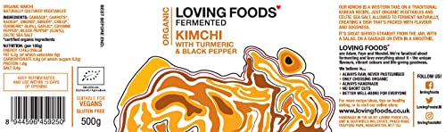 Loving Foods *Organic & Made in The UK* Turmeric & Black Pepper Kimchi Juice (250ml) Raw, Unpasteurised & Bursting with Beneficial Live Bacteria (1 x Bottle)