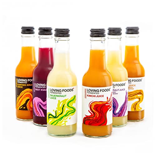 Loving Foods *Organic & Made in The UK* Turmeric & Black Pepper Kimchi Juice (250ml) Raw, Unpasteurised & Bursting with Beneficial Live Bacteria (1 x Bottle)