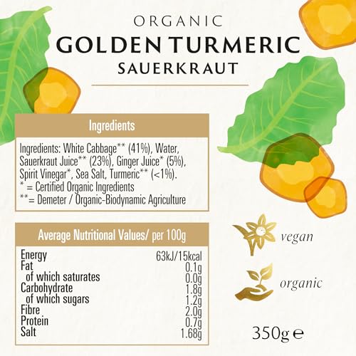 Biona Demeter Organic Sauerkraut Golden Turmeric 350g
