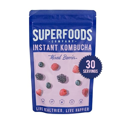 Instant Kombucha - Mixed Berries - Vegan Probiotic Drink - Gut Health Support - 30 Servings (Mixed Berries)
