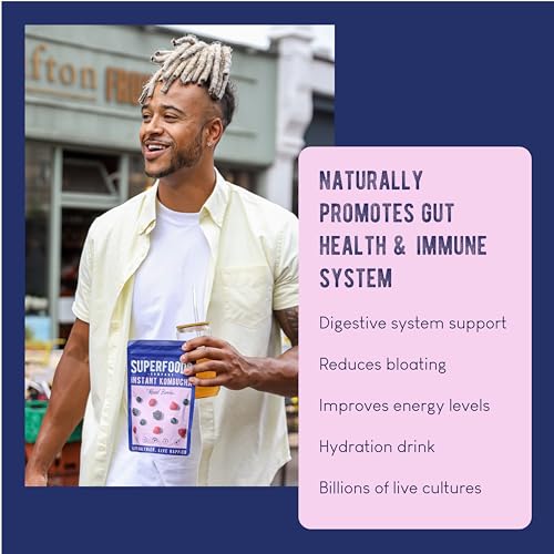 Instant Kombucha - Mixed Berries - Vegan Probiotic Drink - Gut Health Support - 30 Servings (Mixed Berries)