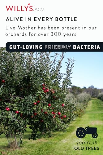 Willy's ACV Organic Live Probiotic Apple Cider Vinegar with Mother for Gut Health - Fresh Turmeric, Honey & Black Pepper (1 x 500ml), white