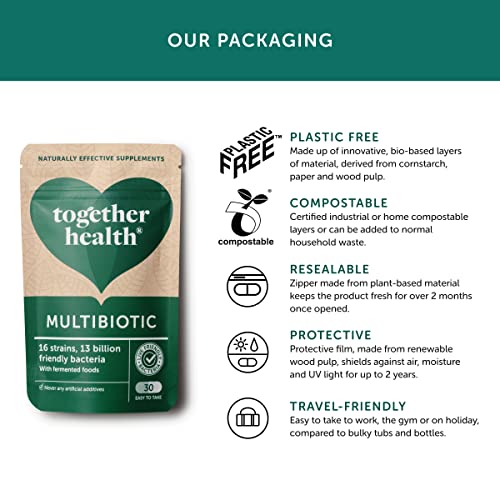 Multibiotic – Together Health – 45 Farm-Grown Fermented Foods - Multi Bacterial Strains with 13 Billion CFU – Vegan Friendly – Made in The UK – Pack of 2 - 60 Vegecaps
