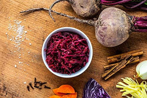 Loving Foods Award Winning *Organic & Made in the UK* Ruby Sauerkraut (475g) Raw, Unpasteurised & Bursting with Beneficial Live Bacteria (1 x Jar)