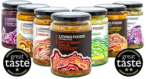 Loving Foods Award Winning *Organic & Made in the UK* Ruby Sauerkraut (475g) Raw, Unpasteurised & Bursting with Beneficial Live Bacteria (1 x Jar)