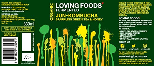 Loving Foods Award Winning *Organic & Made in The UK* Kombucha & Jun-Kombucha Mixed Case (330ml) Raw, Unpasteurised & Bursting with Beneficial Live Bacteria (6 x Bottles)