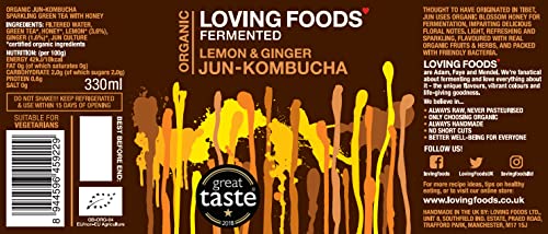 Loving Foods Award Winning *Organic & Made in The UK* Kombucha & Jun-Kombucha Mixed Case (330ml) Raw, Unpasteurised & Bursting with Beneficial Live Bacteria (6 x Bottles)