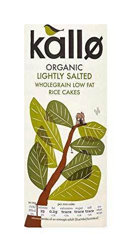 Kallo Organic Lightly Salted Rice Cakes, Wholegrain Slices, Low Fat Healthy Snacks, Vegan Friendly, Gluten Free & Sugar Free with No Artificial Colours or Flavours, Single Pack – 1 x 130g