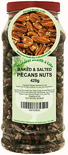 Natural Health 4 Life Snack Nut Baked and Salted Pecan Nuts 425 g in PET Gift Jar with Screw Lid (1 Jar)