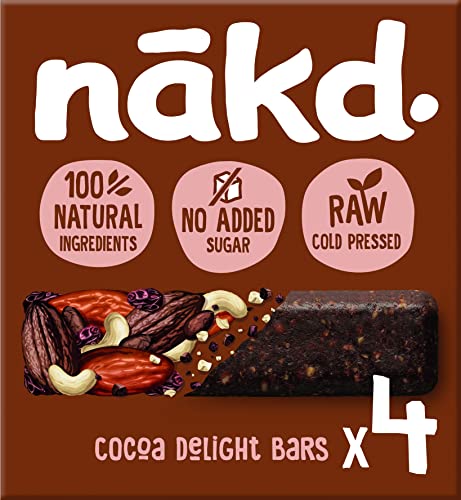 Nakd Cocoa Delight Natural Fruit & Nut Bars - Vegan - Healthy Snack - Gluten Free - 35g x 4 bars