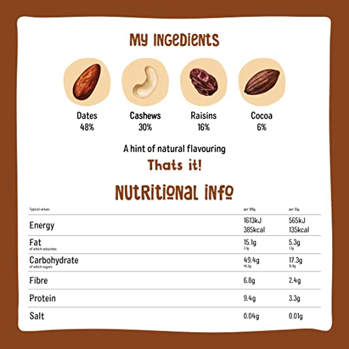Nakd Cocoa Delight Natural Fruit & Nut Bars - Vegan - Healthy Snack - Gluten Free - 35g x 4 bars