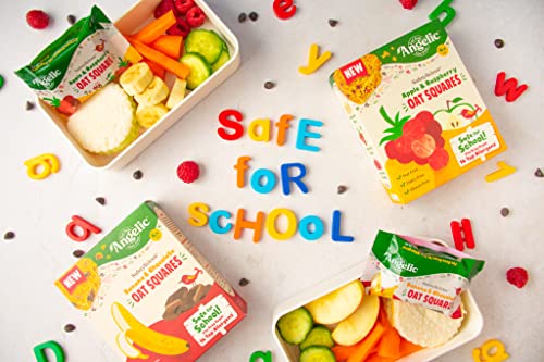 Angelic Free From 16 Pack Apple & Raspberry Oat Squares. Vegan Allergen Free Kids Snack Oat Bars For Snacks & Lunch Box. Nut, Gluten, Egg & Dairy Free Multipack Kids Snack Bars (16 x 30g Bars)