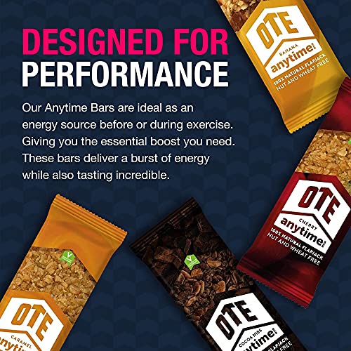 OTE Anytime Bars - Energy Bars for Cycling - High Calorie & Carb Nutrition Snacks for Running - Gluten Free Flapjacks - Box of 16 x 62g (Caramel)