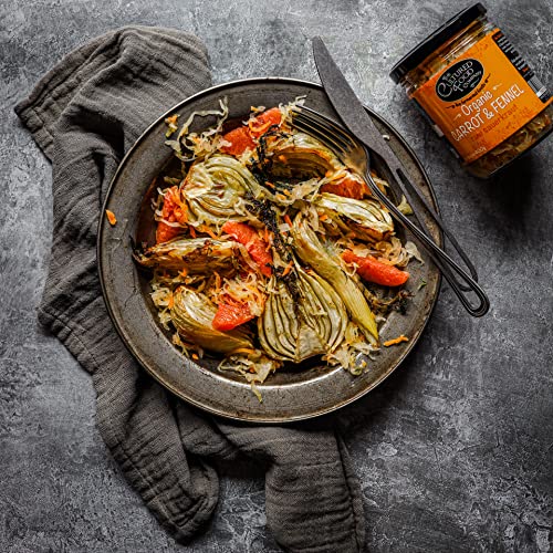 Carrot & Fennel Sauerkraut - Organic, Raw & Unpasteurised - Traditionally Fermented - 2 x 400g Jar - by The Cultured Food Company