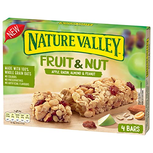 Nature Valley Fruit & Nut Apple, Raisin, Almond & Peanut Bars 4 x 30g (120g) (Pack of 8, total 32 bars), Beige