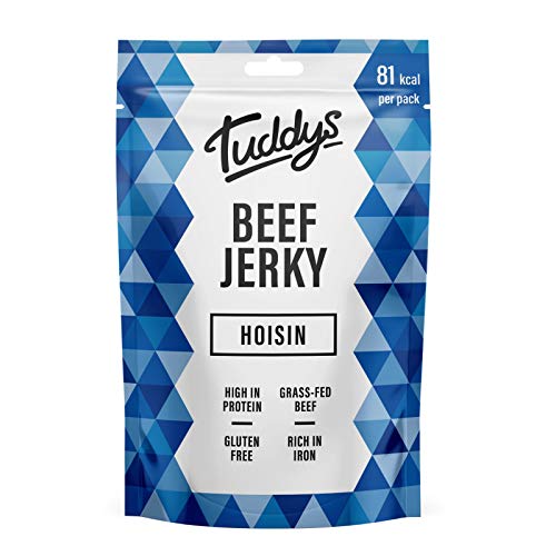 Tuddys Beef Jerky - Variety Pack | Hoisin, Sriracha, Honey BBQ | 28g x 12 Pack | High Protein Beef Snack | Ready to Eat | Rich in Iron | Gluten Free | 4 Packs of Each
