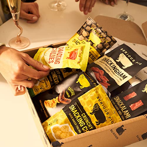 Serious Pig Classic Selection Gift Box with Cheese Crisps, Salami Snacks, Pickles & More Gourmet Hamper