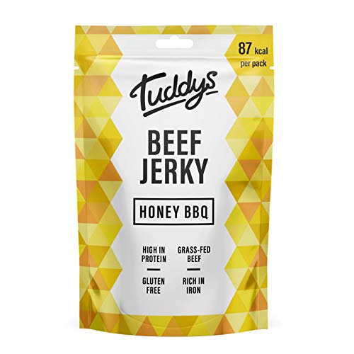Tuddys Beef Jerky - Variety Pack | Hoisin, Sriracha, Honey BBQ | 28g x 12 Pack | High Protein Beef Snack | Ready to Eat | Rich in Iron | Gluten Free | 4 Packs of Each