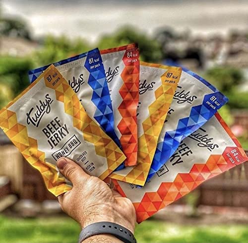 Tuddys Beef Jerky - Variety Pack | Hoisin, Sriracha, Honey BBQ | 28g x 12 Pack | High Protein Beef Snack | Ready to Eat | Rich in Iron | Gluten Free | 4 Packs of Each