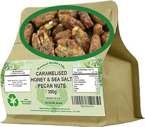 Natural Health 4 Life Snack Nut Caramelised Honey Salted Pecan Nuts 300 g in Recyclable Kraft Pouch (1 Pouch)