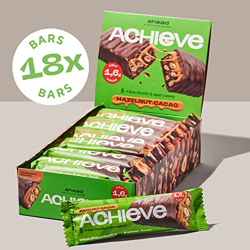 ahead ACHIEVE | Keto Chocolate Bars – 18 x 35g – Hazelnut Cacao – Low Carb Sugar Free – 100% Natural with MCT-Fats – Keto Snacks & Healthy Snacks
