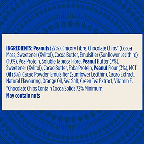 Pulsin - Plant Based Keto Protein Bars- Low Carb - 50g x18-12.7g Protein, 9.3g Fibre, 8.5g Carbs - Gluten, Palm Oil & Dairy Free Snack Bar - Orange Choc Chip