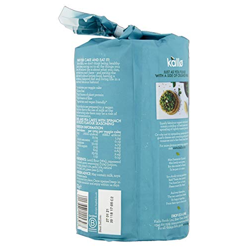 Kallo Spinach & Pesto Veggie Cakes, Lentil & Pea Puffed Crackers Made From Plants, Low Fat Healthy Snacks for Adults & Children, Vegan Friendly, Gluten Free, No Artificial Flavours