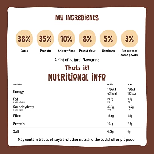 Nakd Cocoa Hazelnut Protein Bar - Vegan - Gluten Free - Healthy Snack, 45g (Pack of 16 bars)