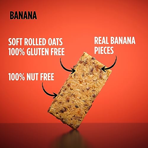 Getbuzzing Nut Free Oat Flapjack - Healthy Snack & Energy Bars - Running, Gym, Cycling Energy - Made in The UK - Banana Pack of 20