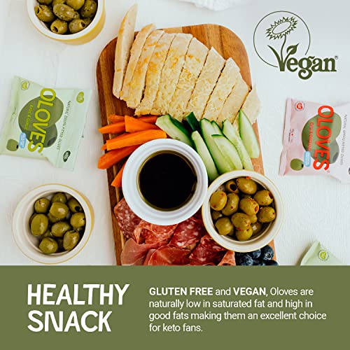 Oloves - Fresh Basil and Garlic, Green Pitted Olives - 10 x 30g Multipacks - 100% Natural, Vegan Friendly, Gluten-Free, Keto Friendly Olive Snack for a Lunchtime Health Kick