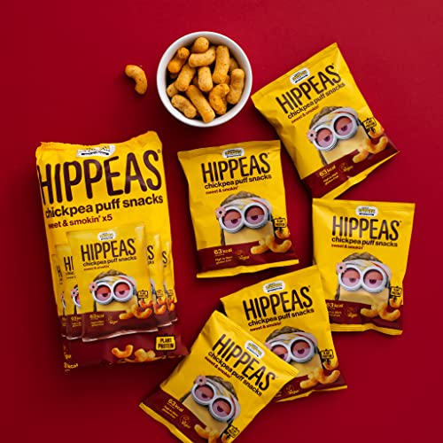 HIPPEAS Smoky Paprika Chickpea Puff Vegan Crisps | 50 x 15g Packets | Plant-Based, Source of Protein & Fibre | Free from Gluten & Artificial Flavours | Light & Crunchy - 62 calories per serving