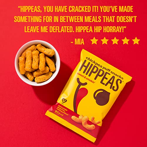 HIPPEAS Smoky Paprika Chickpea Puff Vegan Crisps | 50 x 15g Packets | Plant-Based, Source of Protein & Fibre | Free from Gluten & Artificial Flavours | Light & Crunchy - 62 calories per serving