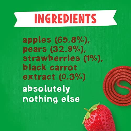 BEAR Strawberry Yoyos - Dried Fruit Rolls - Healthy Kids Snack - Vegan - 20g (18 packs)