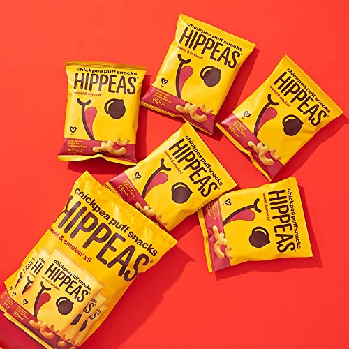 HIPPEAS Smoky Paprika Chickpea Puff Vegan Crisps | 50 x 15g Packets | Plant-Based, Source of Protein & Fibre | Free from Gluten & Artificial Flavours | Light & Crunchy - 62 calories per serving
