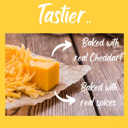 Good Guys 8xPacks. Real Cheddar, 60% Less Fat. Tasty, Melty, Low Calorie Snacks Biscuits. Healthy Cheddars cheese crackers. 8x50g packs - 39 biscuits per pack