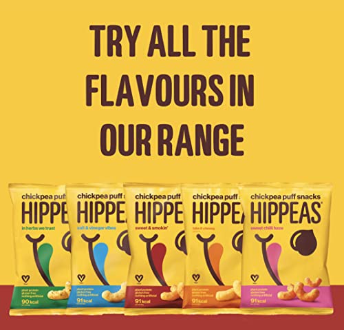 HIPPEAS Smoky Paprika Chickpea Puff Vegan Crisps | 50 x 15g Packets | Plant-Based, Source of Protein & Fibre | Free from Gluten & Artificial Flavours | Light & Crunchy - 62 calories per serving