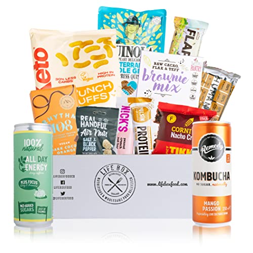 Lifebox - Premium Vegan Snacks & Drinks Box: Gift Hamper | Healthy Gluten-Free treats | Nutritionist-Approved