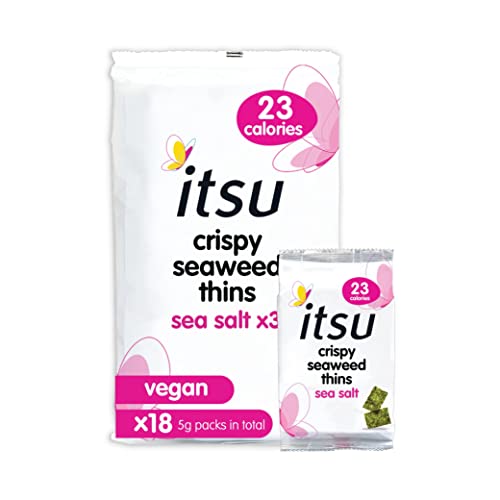 Itsu Sea Salt Flavour Seaweed Thins | Crispy seaweed | 5 g, 18 Count (Pack of 1) | Vegan, Low Calorie, Healthy Snack