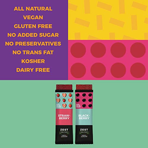 Zest Delites Fruit Roll Ups Berries, Dried Fruit Leather Sweets, Healthy Snack, 25g Pack of 10, Strawberry, Blackberry, Vegeterian Healthy Lunchbox Snacks Bulk, Fruit Bars Snacks
