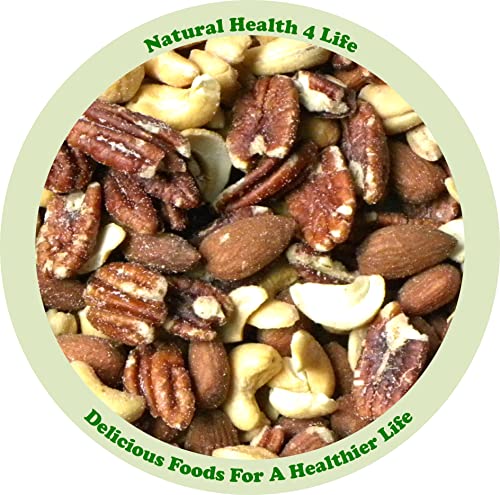 Natural Health 4 Life Snack Nut Baked and Salted Whole Mixed Nuts (Almonds, Cashews, Pecans) No Peanuts 275 g in Gift Jar with Screw Lid (1 Jar)