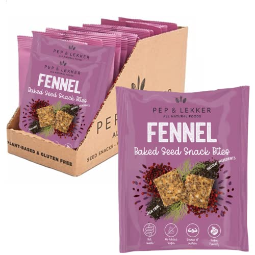 Healthy Snacks by Pep & Lekker - Baked Seed Snack Bites - Fennel (12 x 30g) - Plant-Based - Low Sugar - High Fibre - Gut Health - No Added Sugar - Vegan - Protein Source