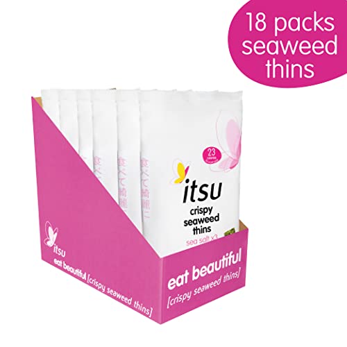 Itsu Sea Salt Flavour Seaweed Thins | Crispy seaweed | 5 g, 18 Count (Pack of 1) | Vegan, Low Calorie, Healthy Snack