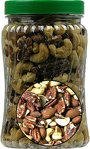 Natural Health 4 Life Snack Nut Baked and Salted Whole Mixed Nuts (Almonds, Cashews, Pecans) No Peanuts 275 g in Gift Jar with Screw Lid (1 Jar)