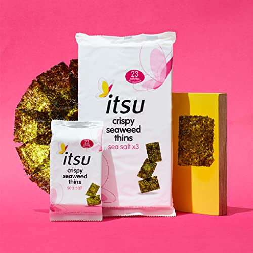 Itsu Sea Salt Flavour Seaweed Thins | Crispy seaweed | 5 g, 18 Count (Pack of 1) | Vegan, Low Calorie, Healthy Snack