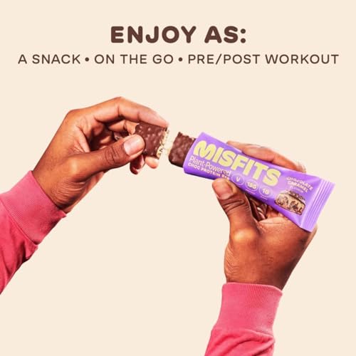 Misfits Vegan Protein Bar, High Protein, Low Sugar, Gluten Free, Plant Based Protein Bar, 12 Pack (01 Variety Pack)