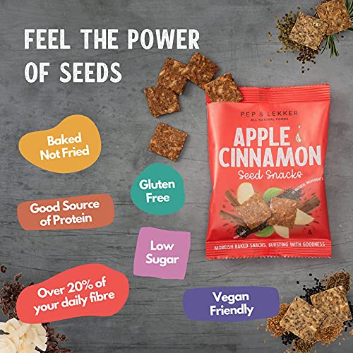 Healthy Snacks by Pep & Lekker - Baked Seed Snack Bites - Fennel (12 x 30g) - Plant-Based - Low Sugar - High Fibre - Gut Health - No Added Sugar - Vegan - Protein Source