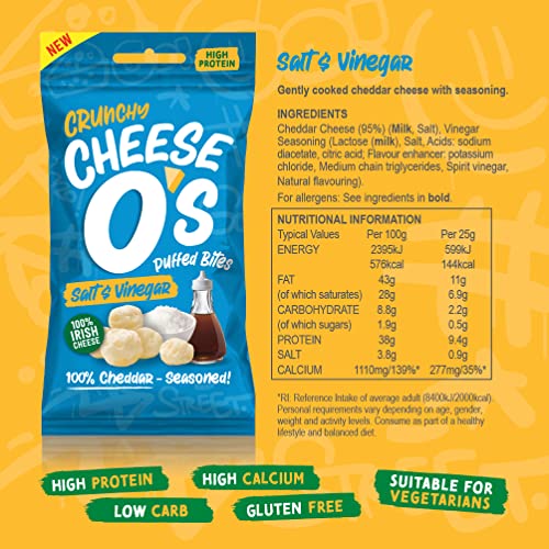 CheeseO's Crunchy Puffed Cheese Snacks | Variety Multipack 10x25g | High Protein | Low Carb | Keto Friendly | Vegetarian | Gluten Free