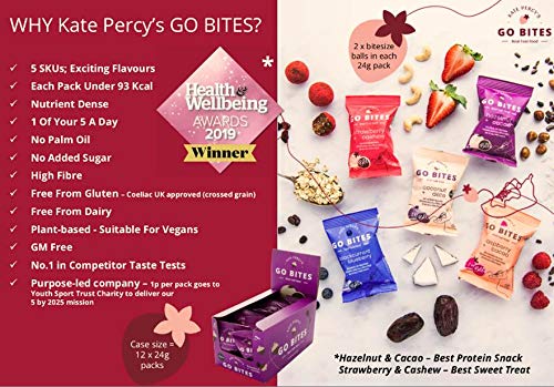 Kate Percy's Go Bites Coconut + Date 2 Ball x 12 Packs | Vegan | Gluten Free | Low Calorie | Dairy Free | No Added Sugar | Great Taste Award | Healthy Snack